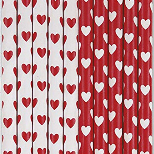 Palhinhas Vermelho/Branco Corações